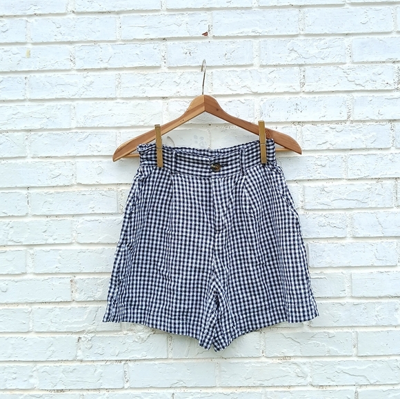 Who What Wear Gingham Checkered Paperbag Highrise Shorts - Picture 1 of 6